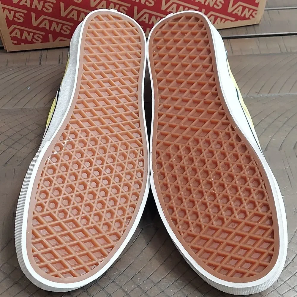 Vans Classic Slip-on Color Theory Highlighter Yellow Checker Sneakers NIB